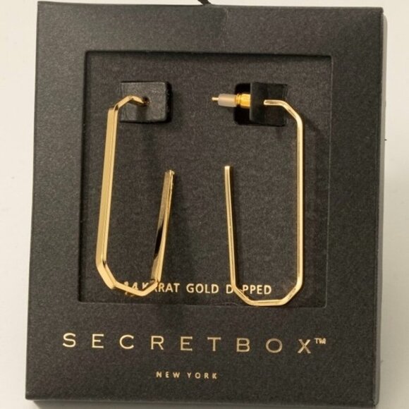 14K GOLD OCTAGON HOOP EARRINGS - Picture 1 of 1